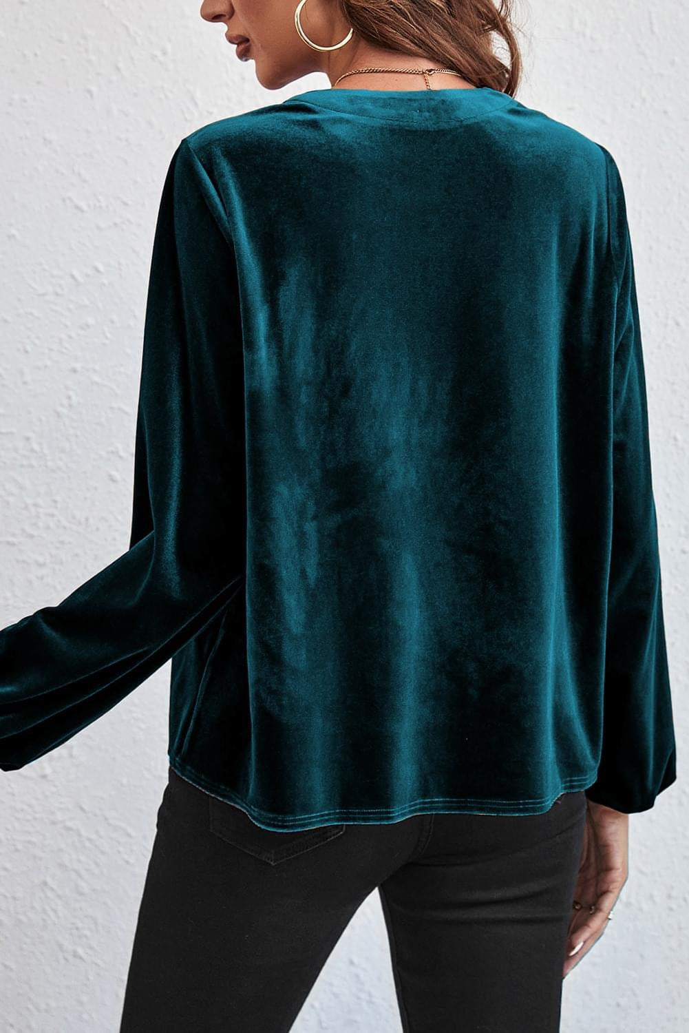 Unique Charm Gold Flame Lantern beaded 
v neck velvet Top