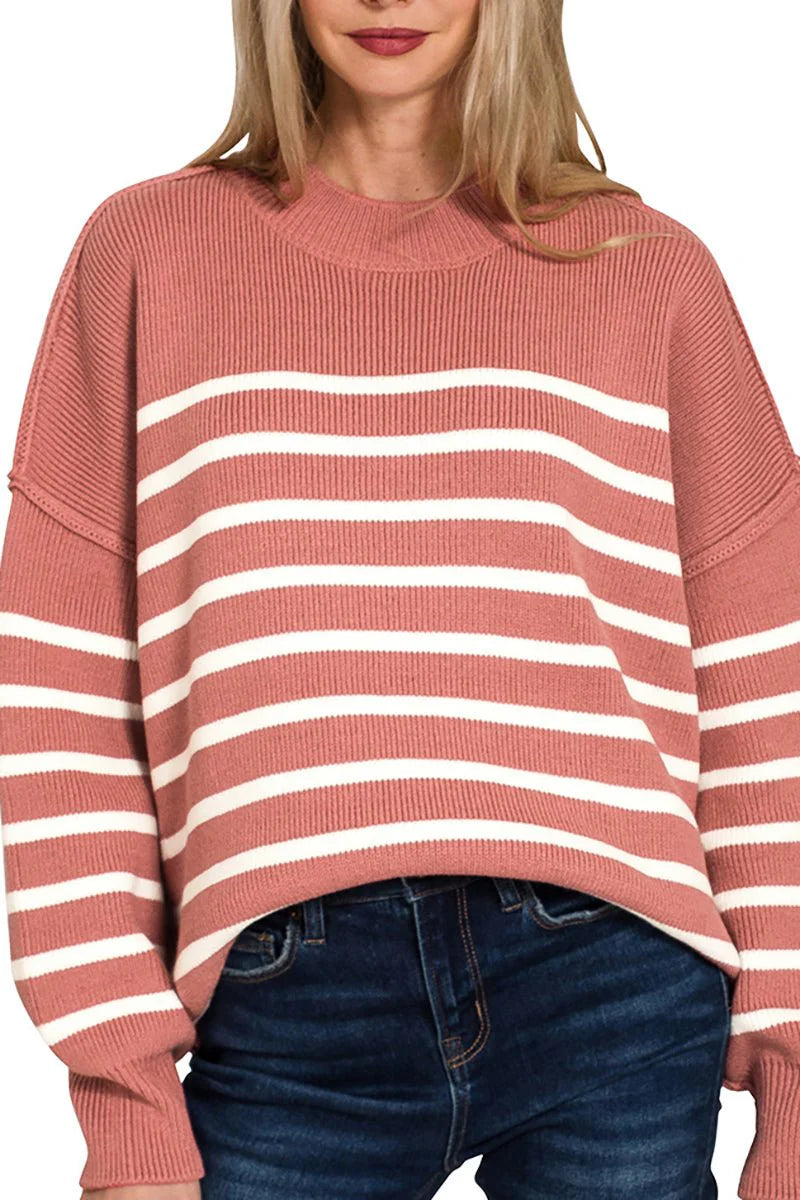 Winter Rose Striped Sweater
