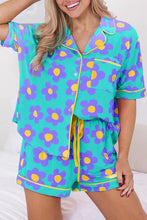 Load image into Gallery viewer, GARDEN DREAMS GREEN BUTTON TOP AND SHORTS PAJAMA SET
