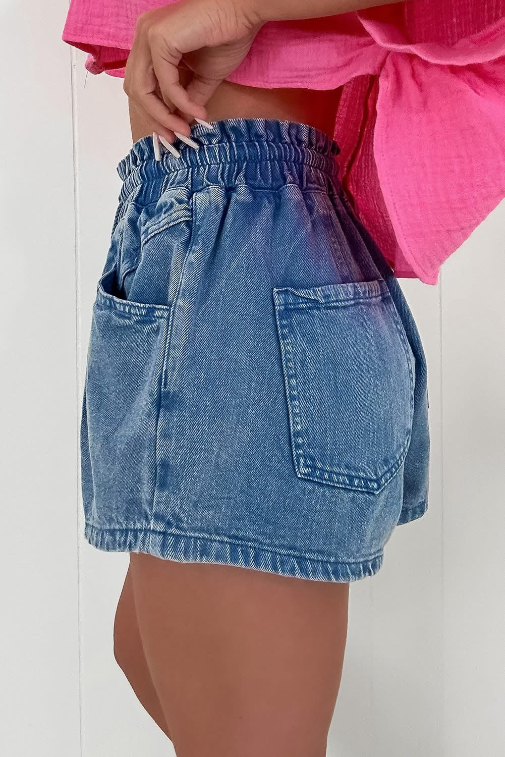Blue High Waist Denim Shorts