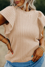 Load image into Gallery viewer, Solid Textured Flutter Sleeve Top
