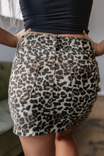 Load image into Gallery viewer, Khaki Leopard Denim Mini Skirt
