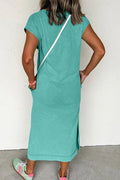 CASUALLY CHIC AQUA LONG T-SHIRT DRESS