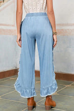 Load image into Gallery viewer, MICKIE LIGHT WASH WIDE RUFFLE LEG JEANS **SHIPPING EXPECTED TO BEGIN ON DATE 3/30**
