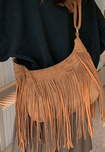 Load image into Gallery viewer, Suede Fringe Adjustable Strap Shoulder Bag
