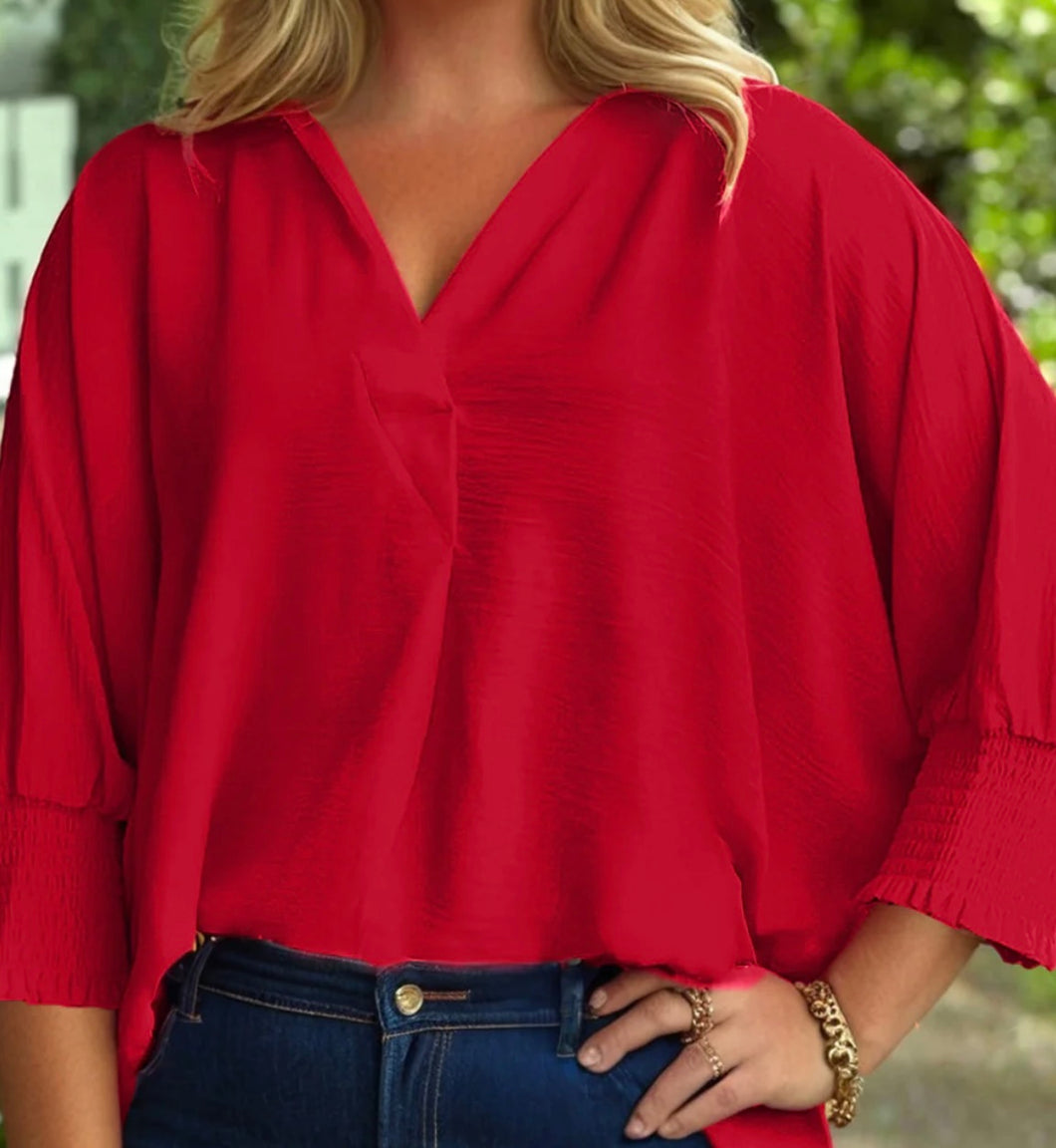 Red Plus Size Tunic Blouse