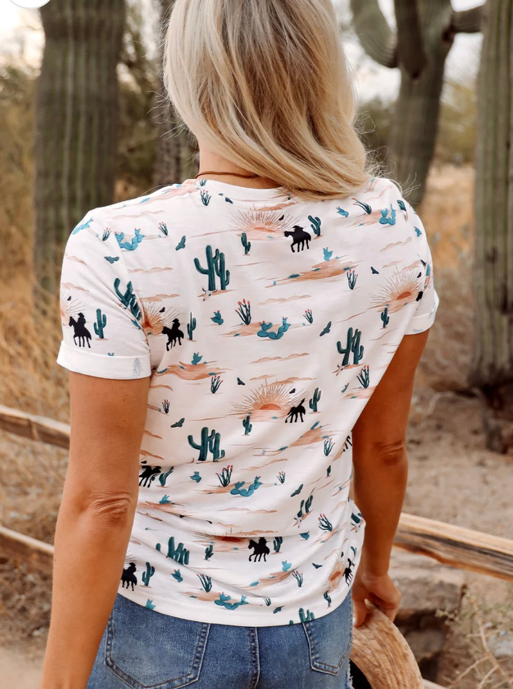 Western Cactus Print Top