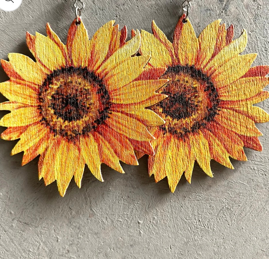 Iron Hook Wooden Earrings