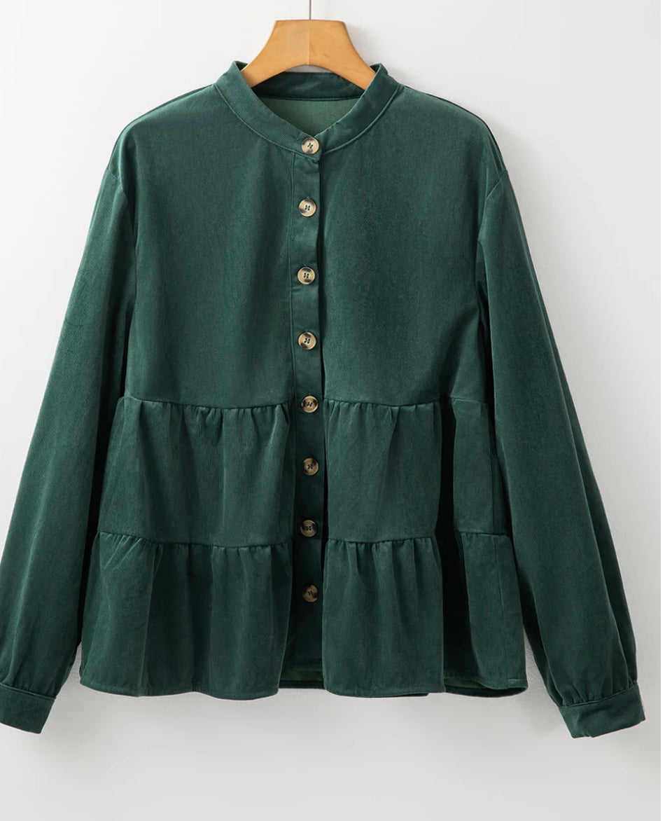Retro Corduroy Buttoned Shirt