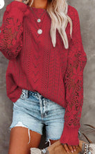 Load image into Gallery viewer, Openwork Round Neck Long Sleeve Sweater
