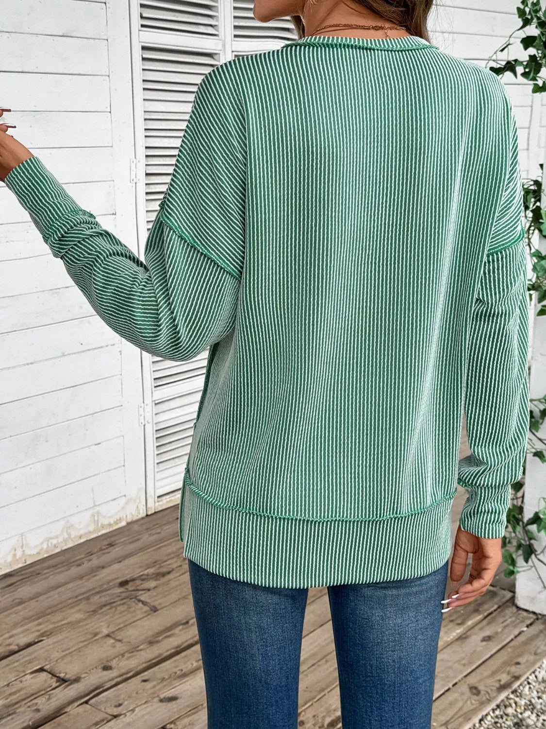 Side Slit Round Neck Sweatshirt