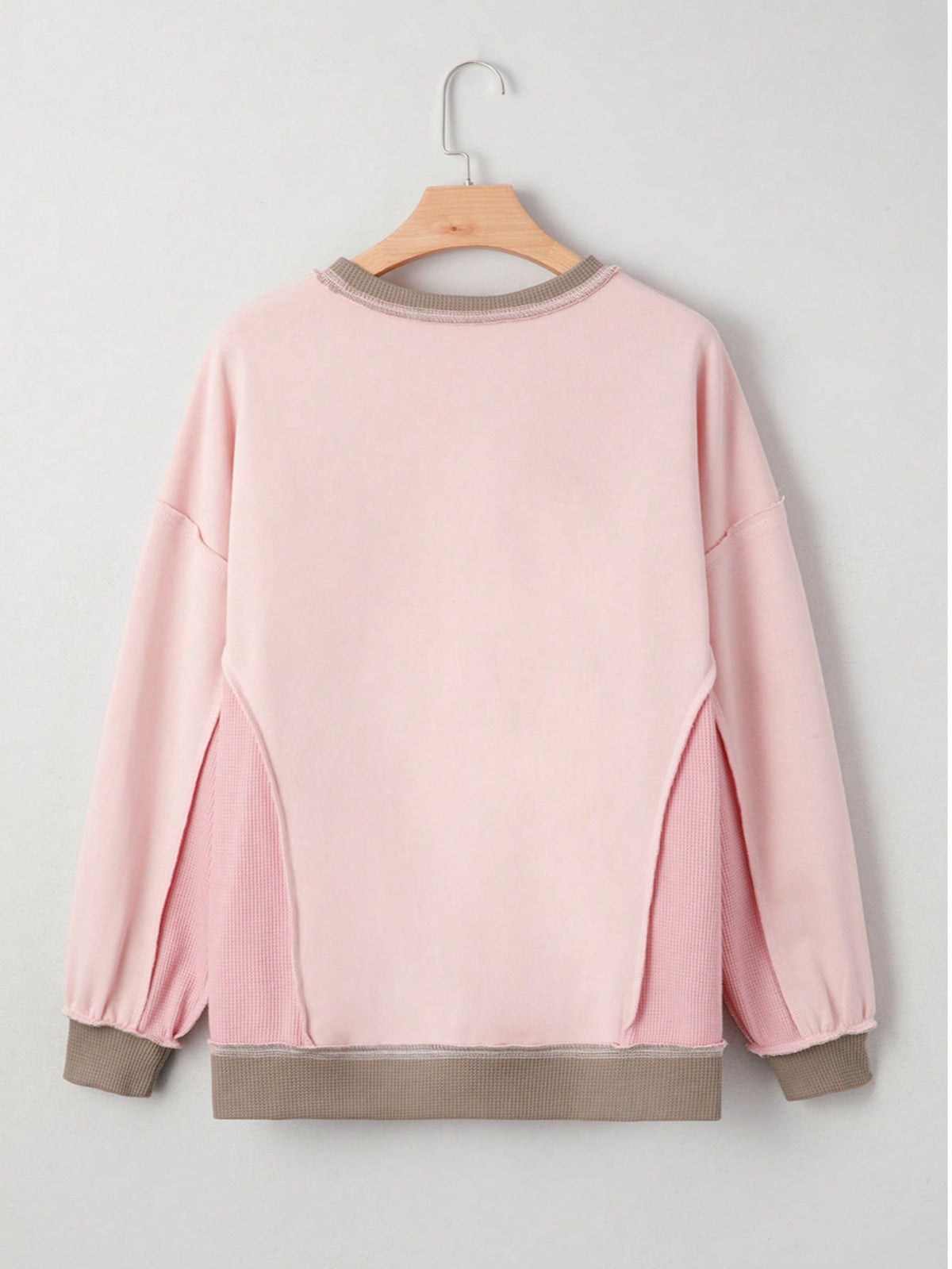 Boho Retro 90's Cotton Solid Patch Oversized Textured Knit Top Sweat Shirt Pullover