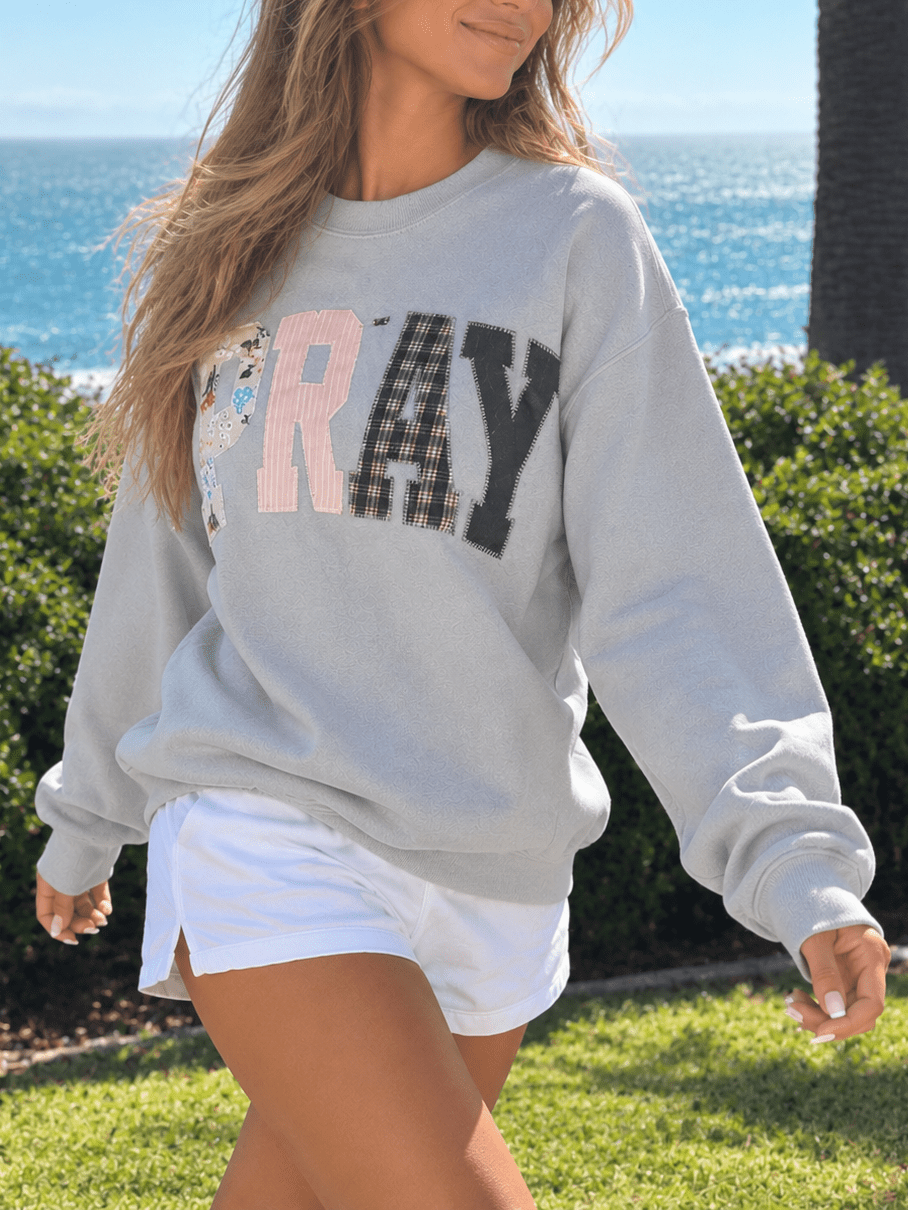 Boho Retro Pray Cotton Sweatshirt Pull on