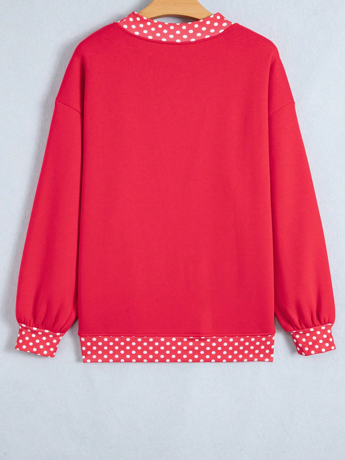 Dot  Drop Shoulder Oversized Mock Neck Dolman Shirt Top  Sweatshirt Pullover