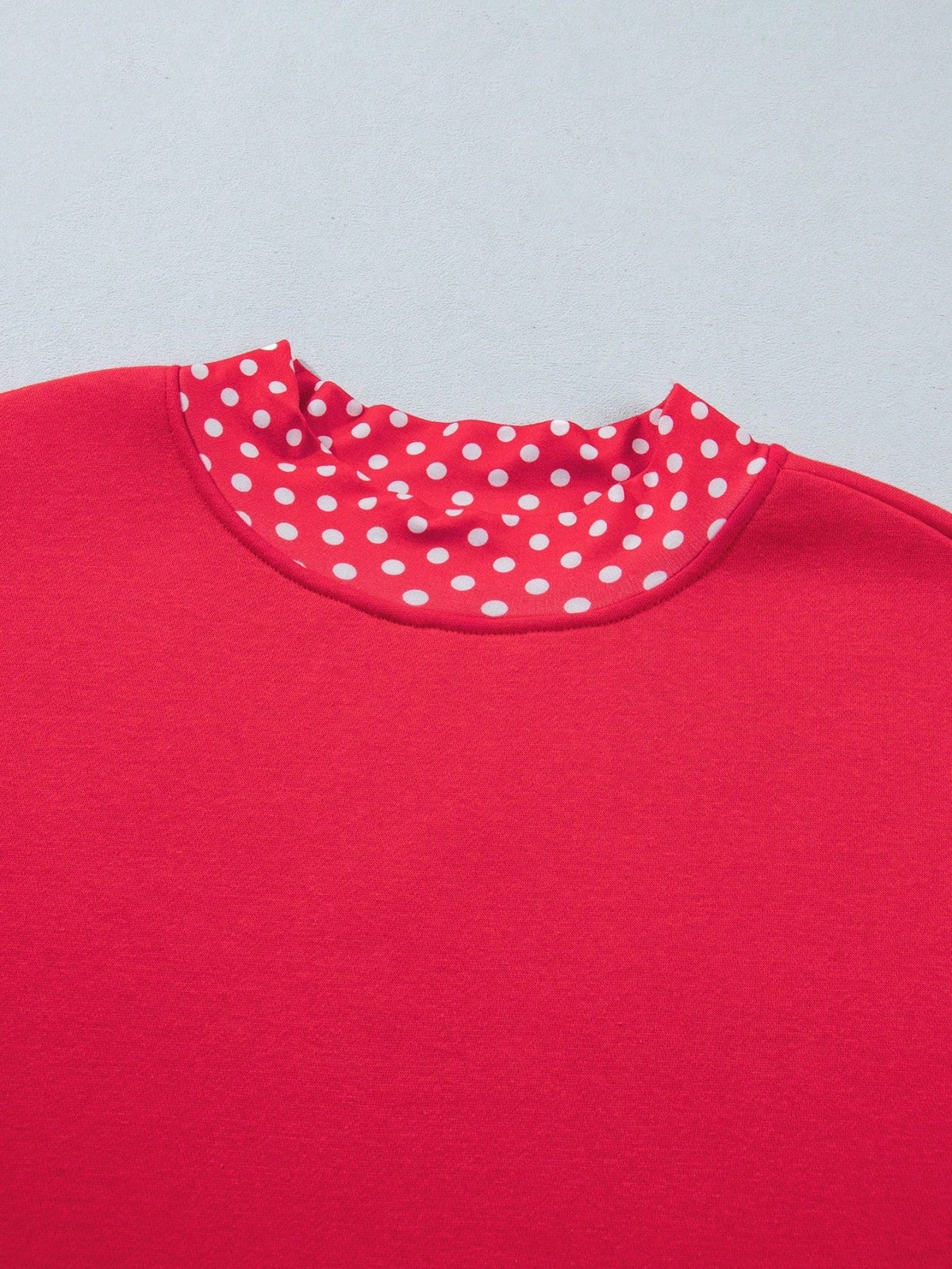 Dot  Drop Shoulder Oversized Mock Neck Dolman Shirt Top  Sweatshirt Pullover