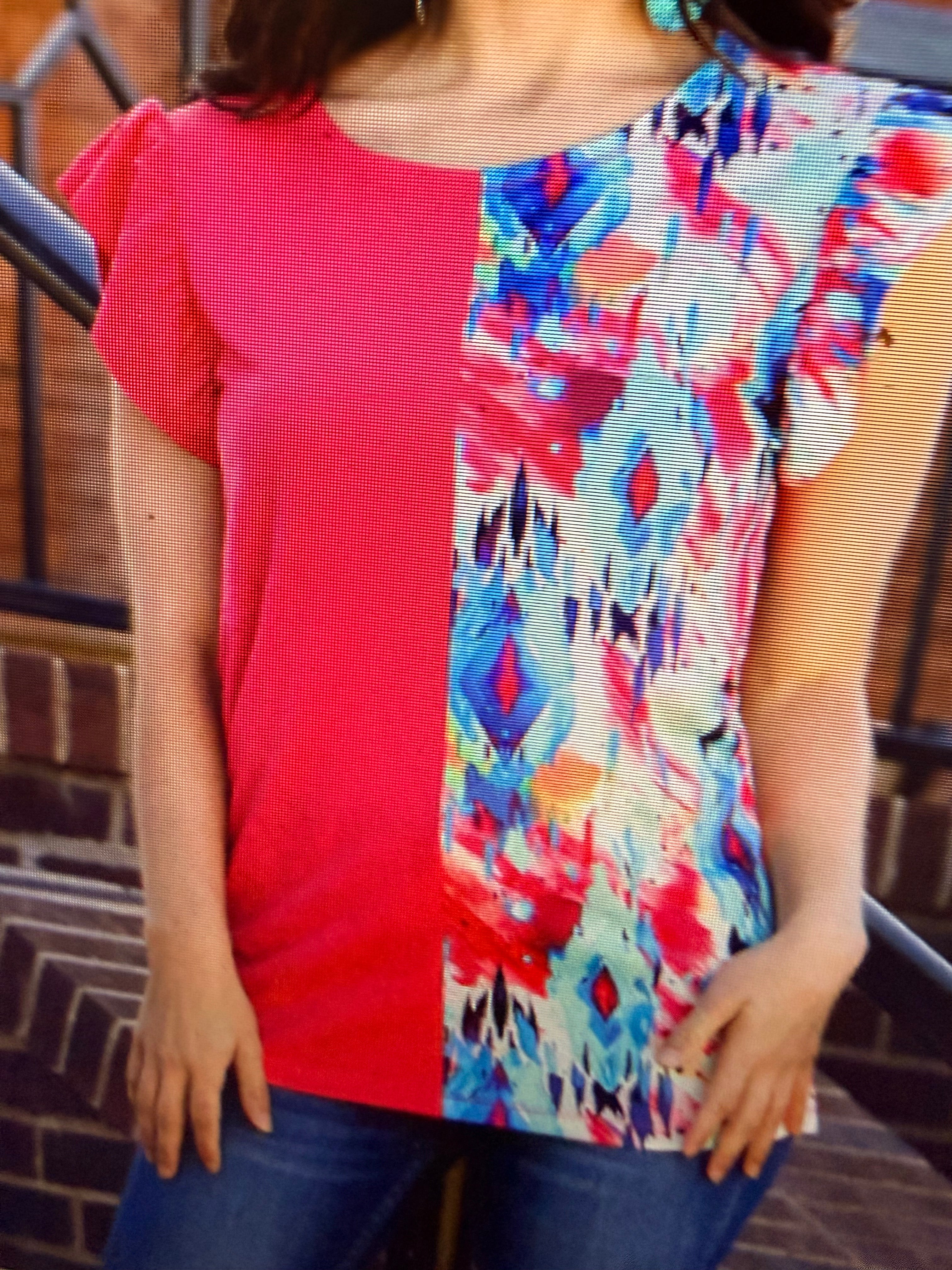 Floral Color Block Top