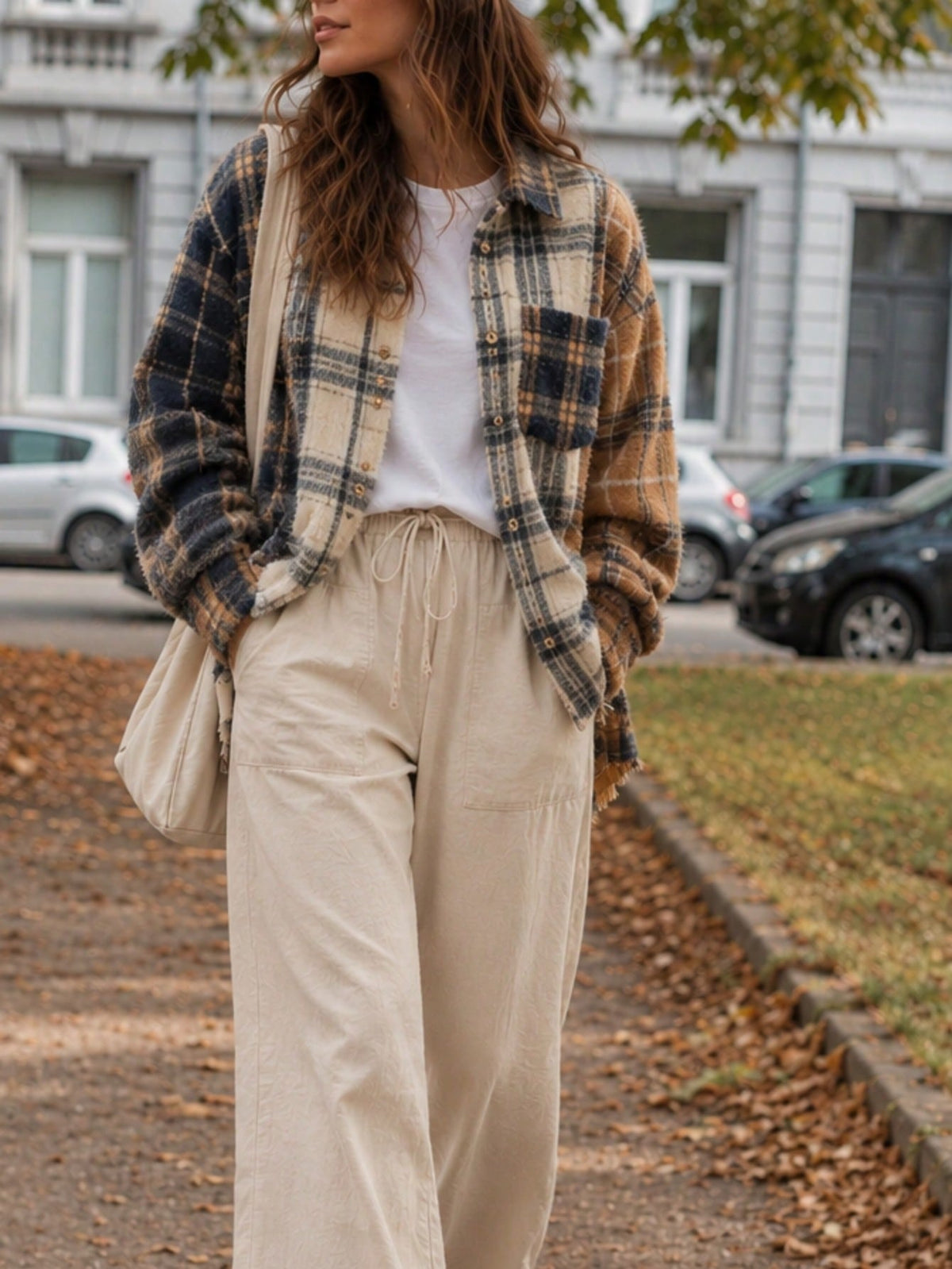 Boho Retro 90's  Plaid Button Patchwork Pocket Loose  Oversized Shacket Cardigan Shirt