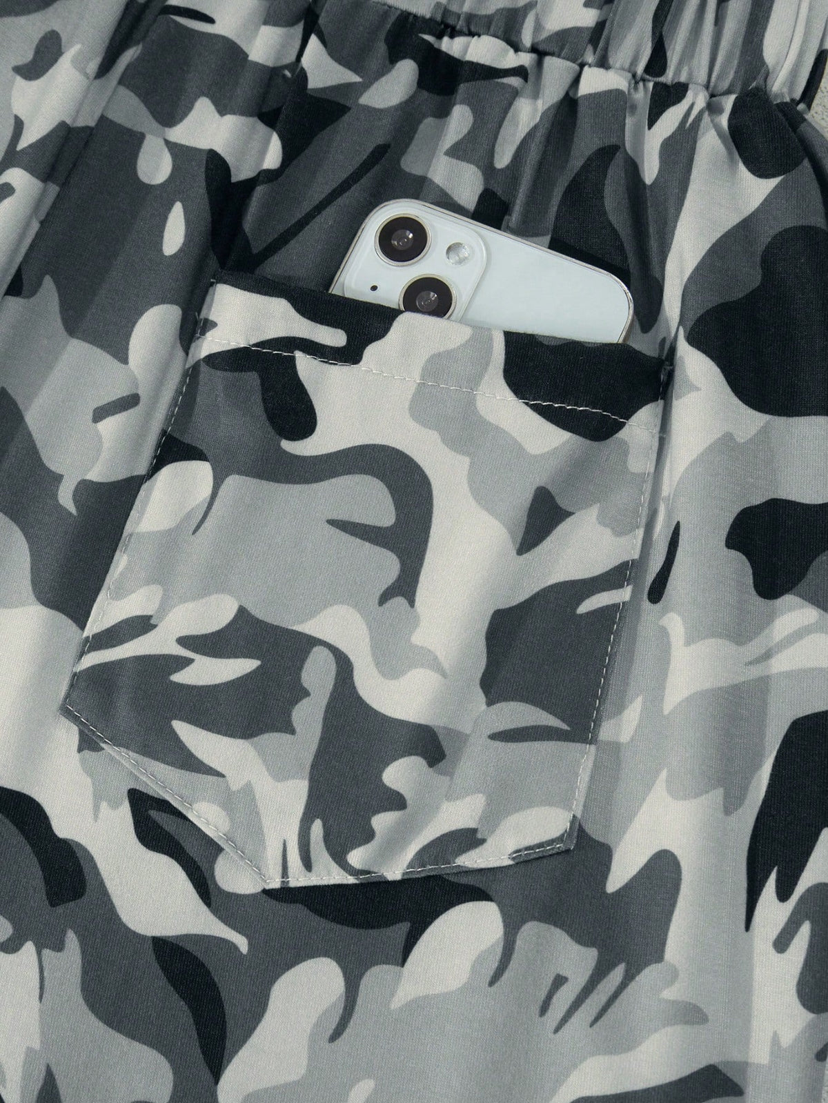 Elastic band drawstrign Wide Leg Tiered Soft Camo Long Lounge Pants