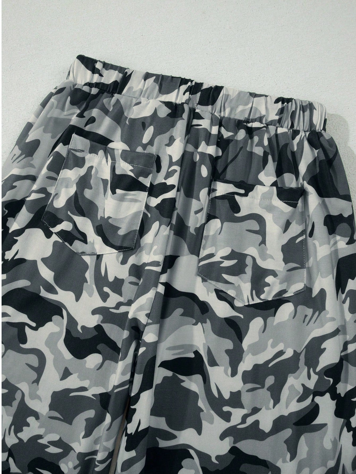 Elastic band drawstrign Wide Leg Tiered Soft Camo Long Lounge Pants