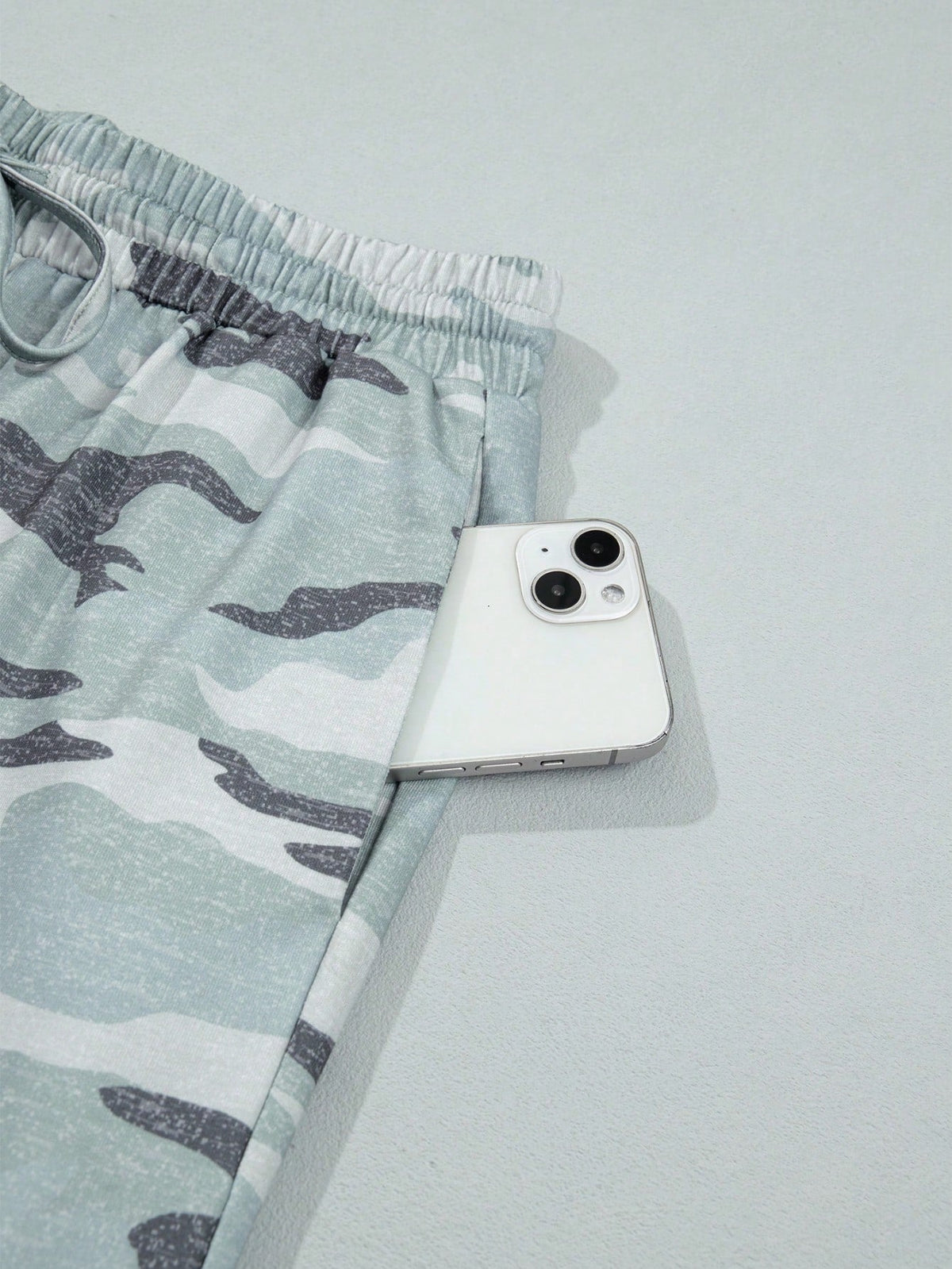 Elastic band drawstrign Wide Leg Tiered Soft Camo Long Lounge Pants
