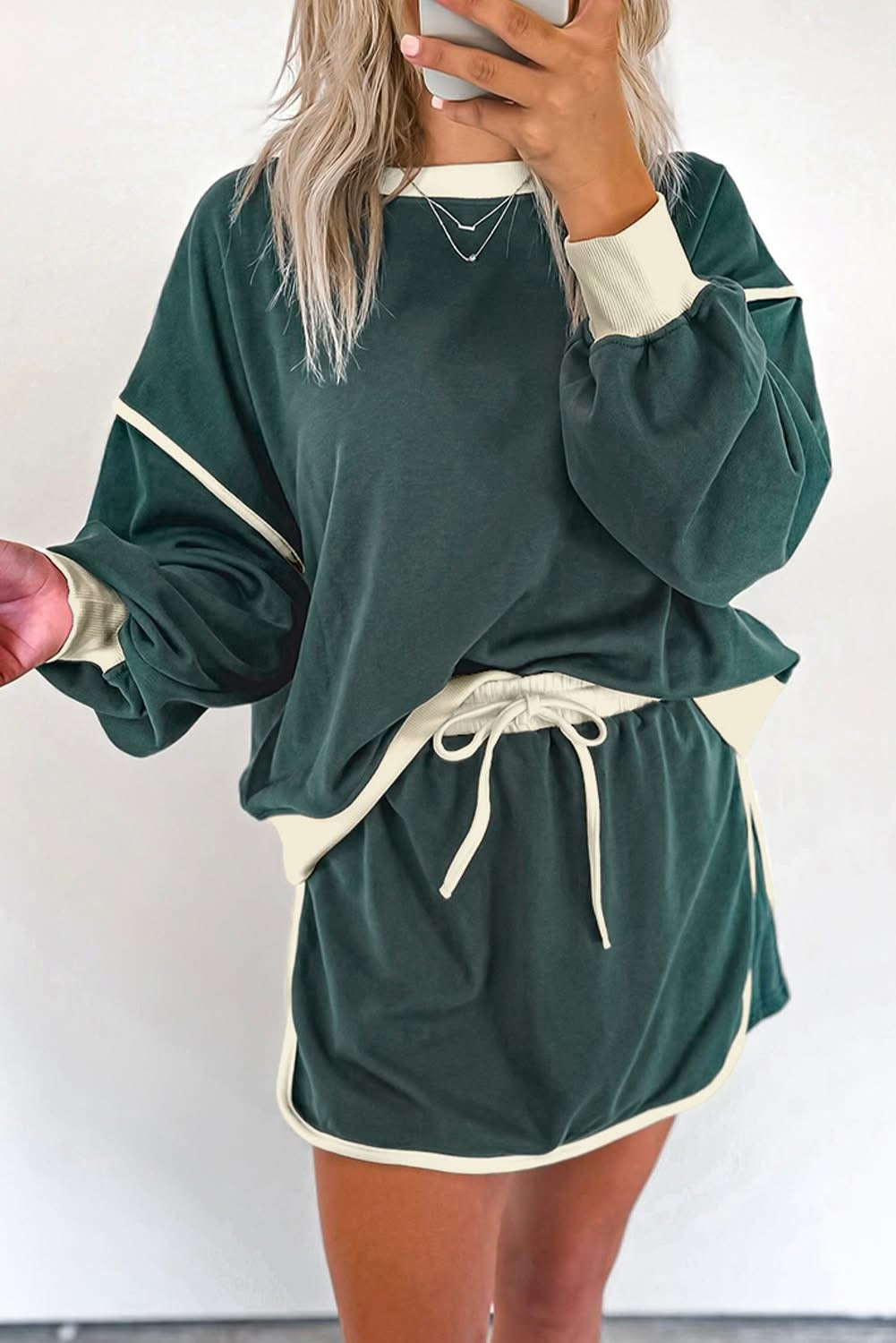 Color Contrast Pullover + Short Set