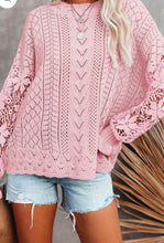 Load image into Gallery viewer, Openwork Round Neck Long Sleeve Sweater

