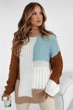 Load image into Gallery viewer, Khaki Mix Textured Colorblock Sweater
