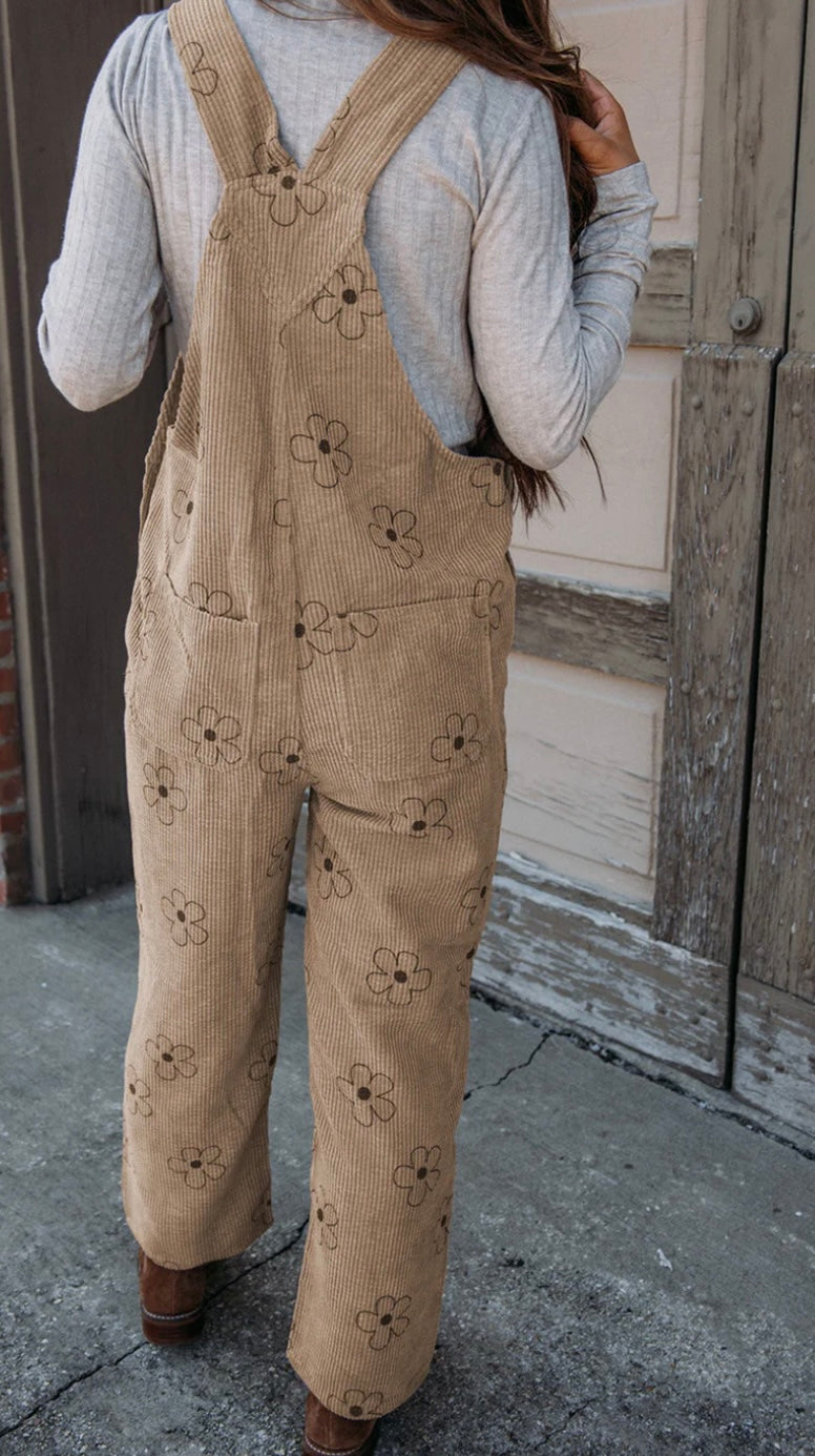 Flower Print Corduroy Overall (Ships 9/30)