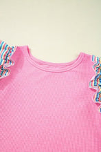 Load image into Gallery viewer, SWEET AS CANDY PINK STRIPED FLUTTER SLEEVE BLOUSE **SHIPPING EXPECTED TO BEGIN ON DATE 3/30**
