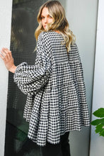 Load image into Gallery viewer, Checkered Dream Puff Sleeve Tiered Loose Babydoll Blouse
