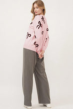 Load image into Gallery viewer, Light Pink Bow Pattern Sweater
