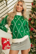 Load image into Gallery viewer, Green Diamond Pom Accents Sweater
