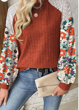 Load image into Gallery viewer, Floral Patchwork Ribbed Blouse
