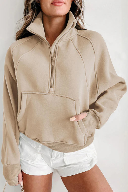 Cumberland Beige Fleece Thumbhole Sweatshirt