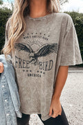 Parchment AMERICA FREE BIRD Vintage mINERAL WASHED tee