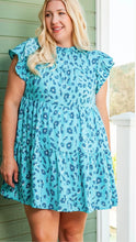 Load image into Gallery viewer, Plus Size Ruffled Leopard Cap Sleeve Mini Dress
