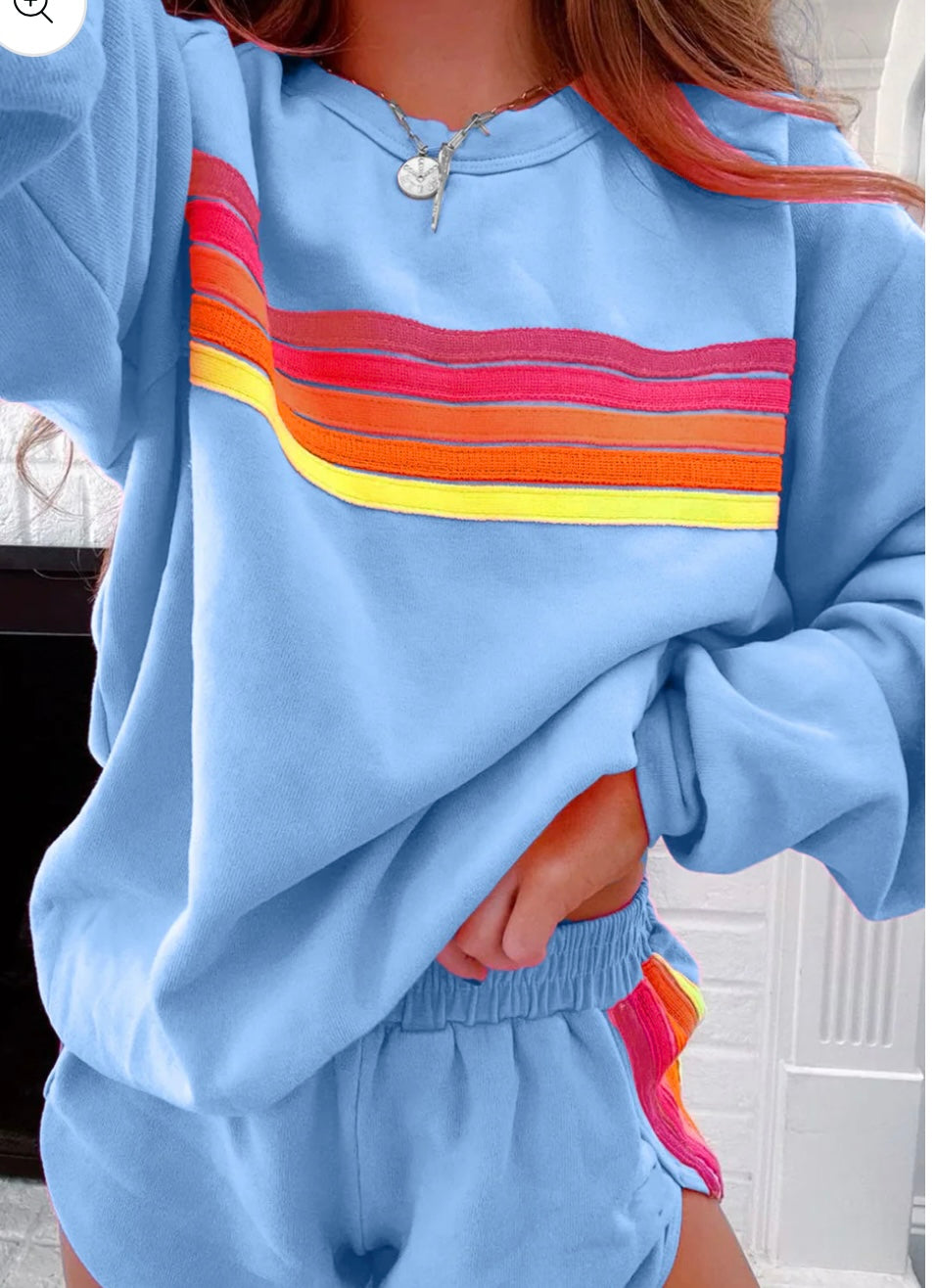 Striped Pullover and Shorts 2 Piece Set