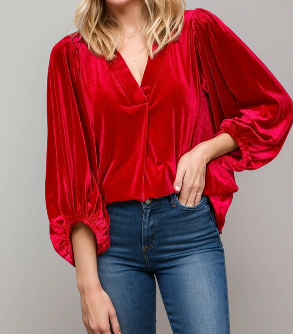 V-Neck Three-Quarter Sleeve Blouse