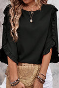 LOOK YOUR BEST BLACK TULIP SLEEVE BLOUSE **SHIPPING EXPECTED TO BEGIN ON DATE 3/14**