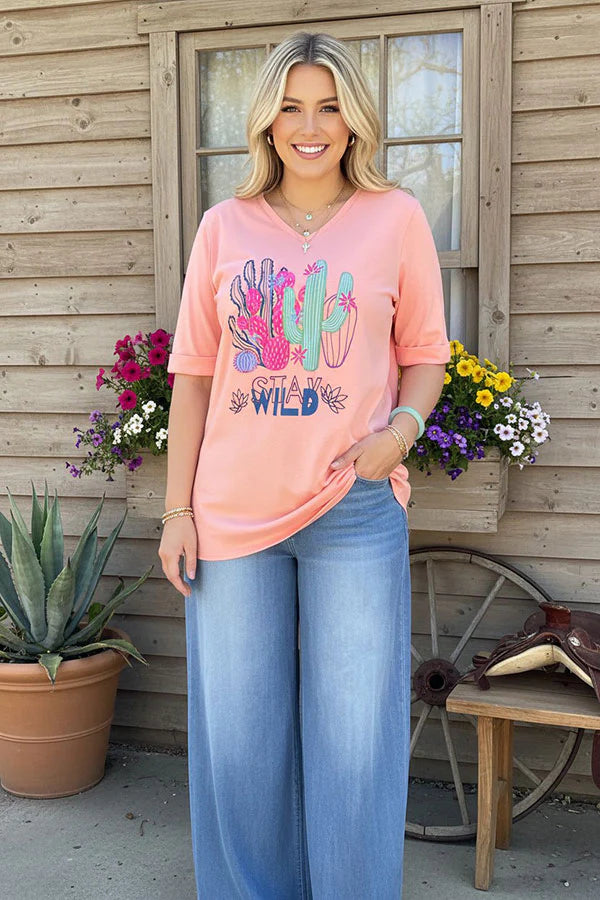 Stay Wild Pink Cactus Top