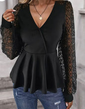 Load image into Gallery viewer, Peplum Surplice Long Sleeve Blouse
