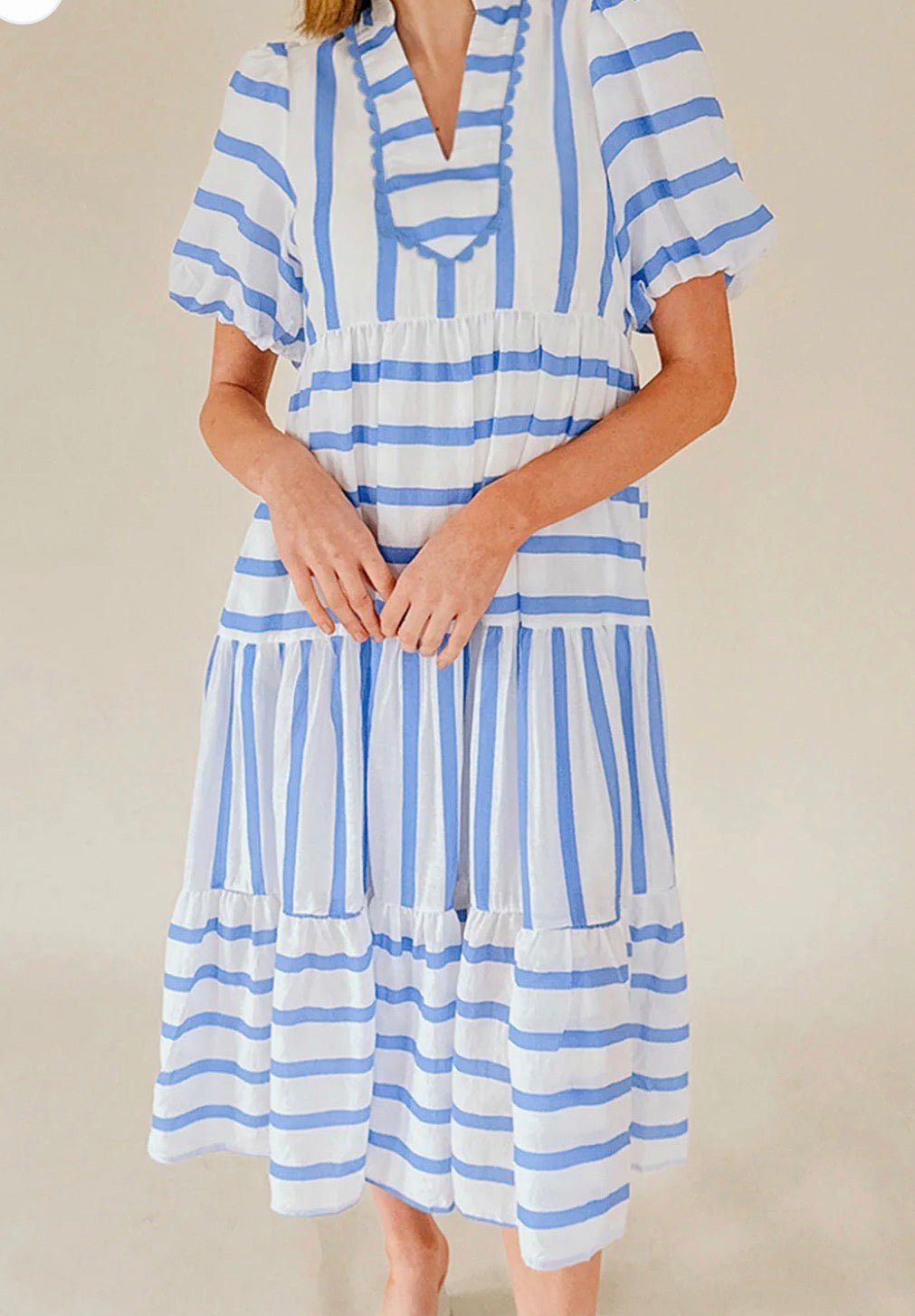 Blue Stripe Ric Rac Dress