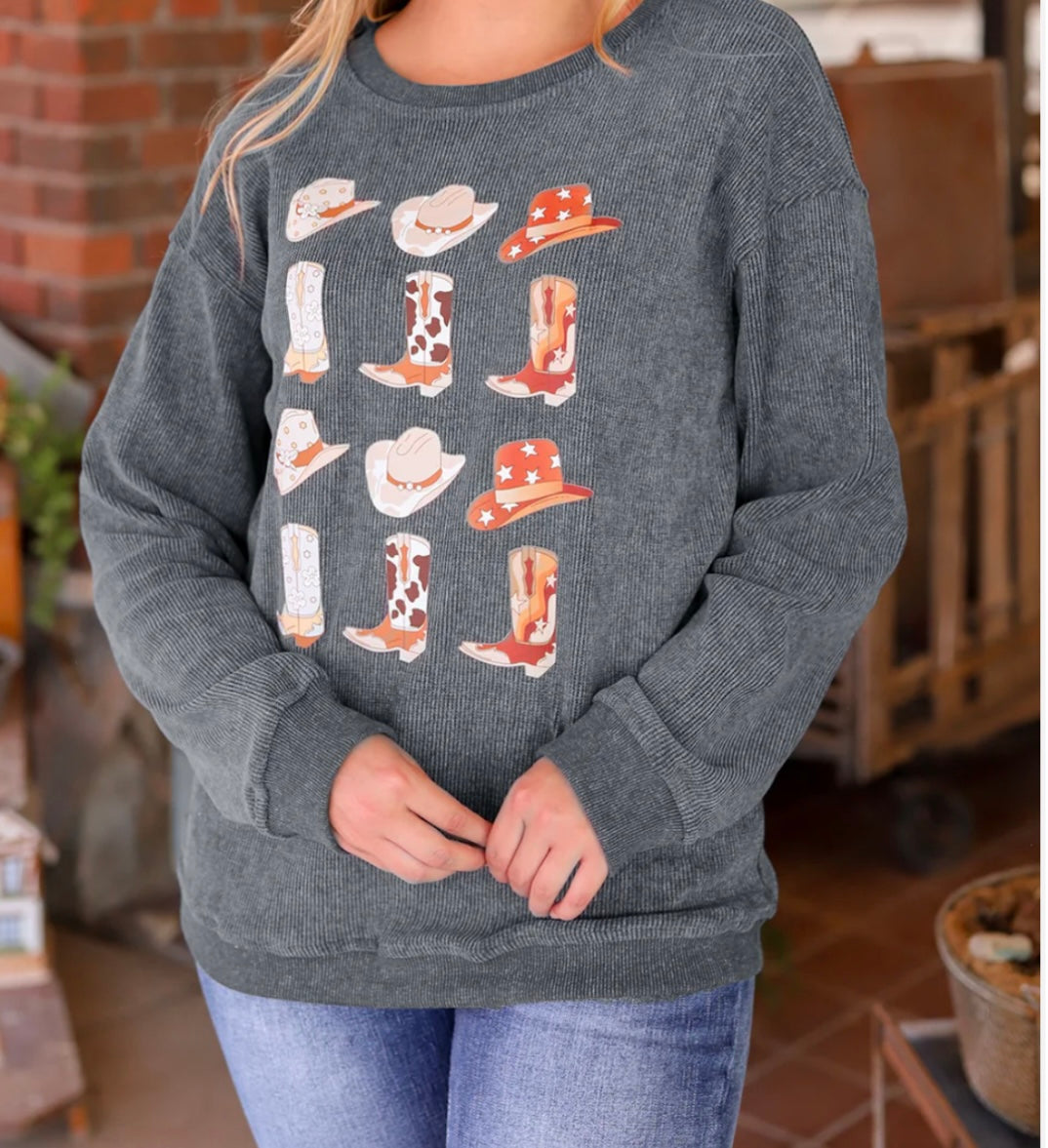 Cowboy Hat & Boot Graphic Sweatshirt