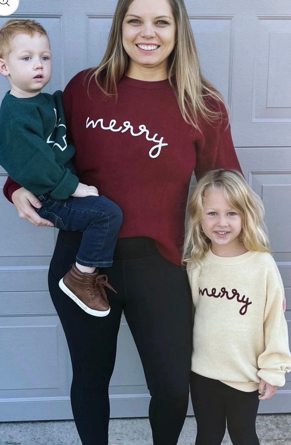Rope Embroidered Merry Sweaters adult and kids