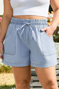 Blue Drawstring Plus Shorts
