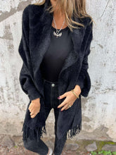 Load image into Gallery viewer, Faux Mink Fringed Shawl Cardigan
