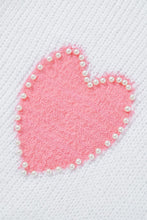 Load image into Gallery viewer, White Pearl Beaded Fuzzy v neck sweater
