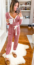 Load image into Gallery viewer, (Pre order/9.10)Stripe Buttoned Top and Knotted Waist Pants Lounge Set
