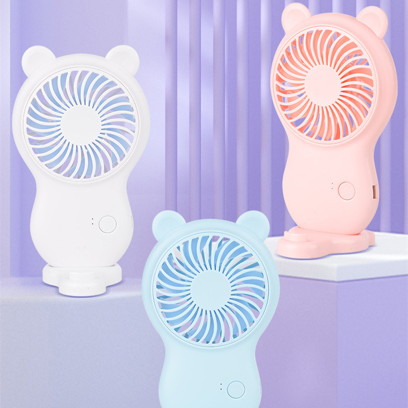Handheld Pocket Mini Fan Portable With Bracket USB Mini Fan Portable Pocket Fan Cartoon Handheld Desktop Rechargeable Standing Fan Three Gear Wind Speed Regulation Battery Operated USB Small Fan with 3 Speeds for Home Office Car Outdoor Travel Stevvex