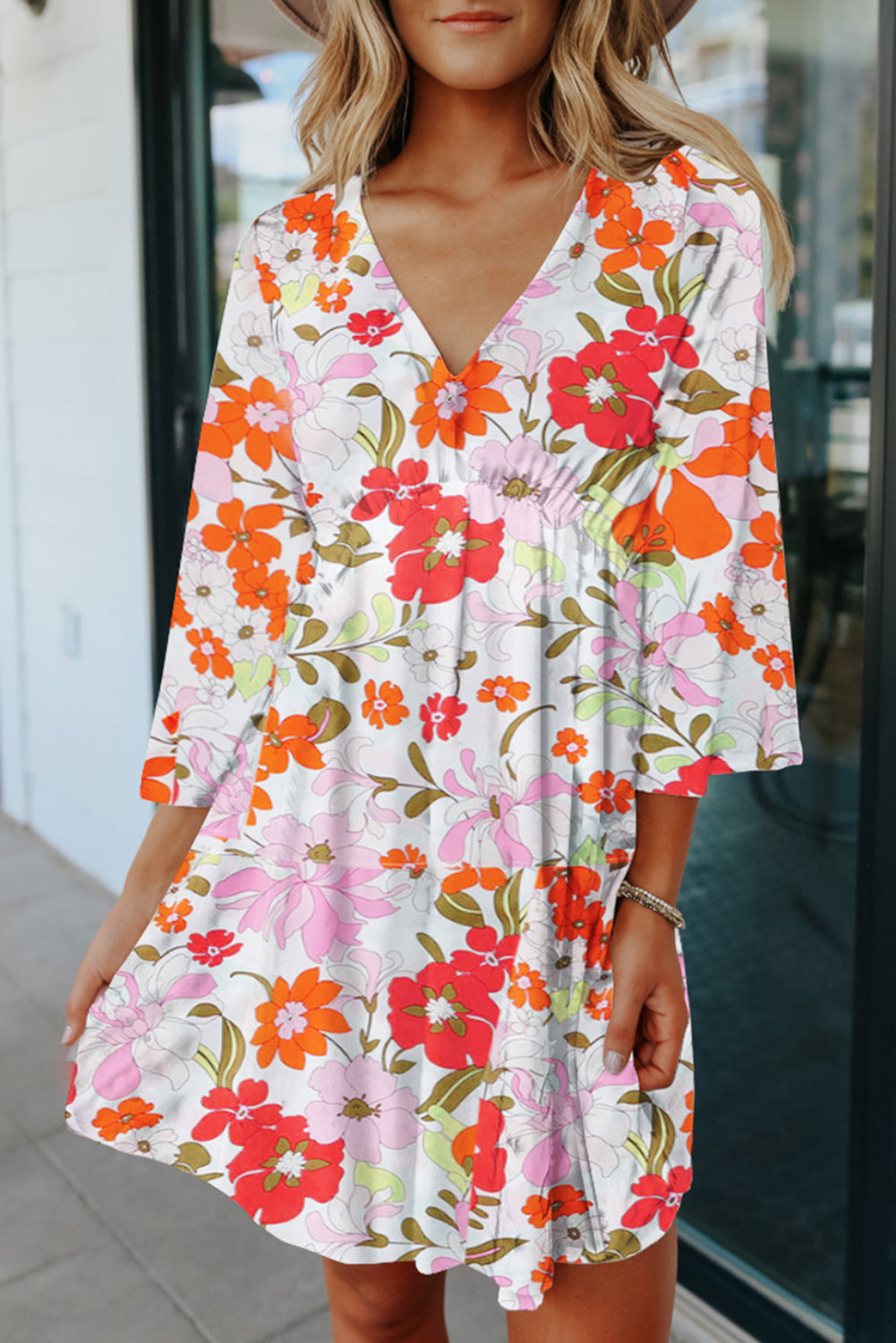 V-neck Floral Dress